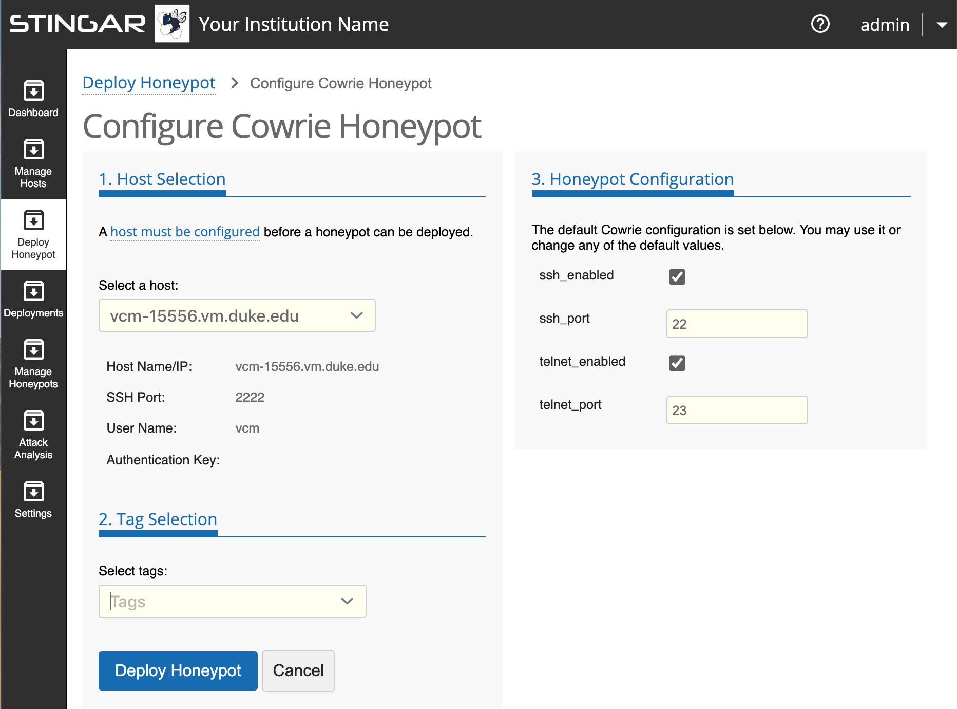 Deploy Cowrie Honeypot